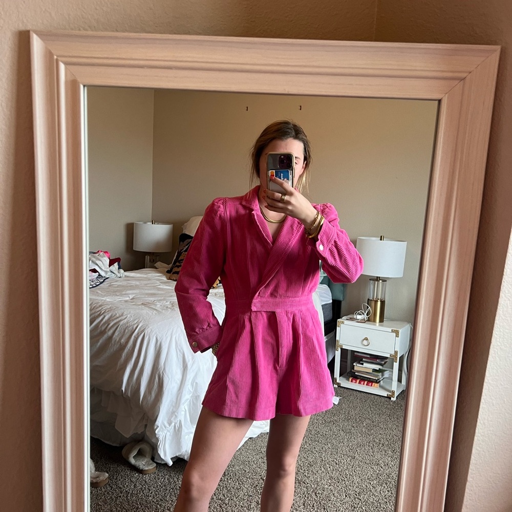 Day + Moon pink corduroy romper